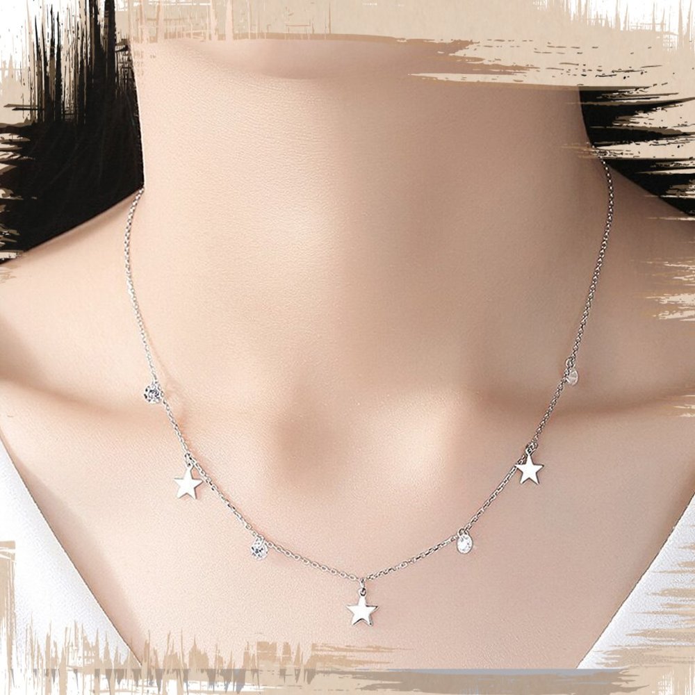 Sterling Silver Star & CZ Necklace